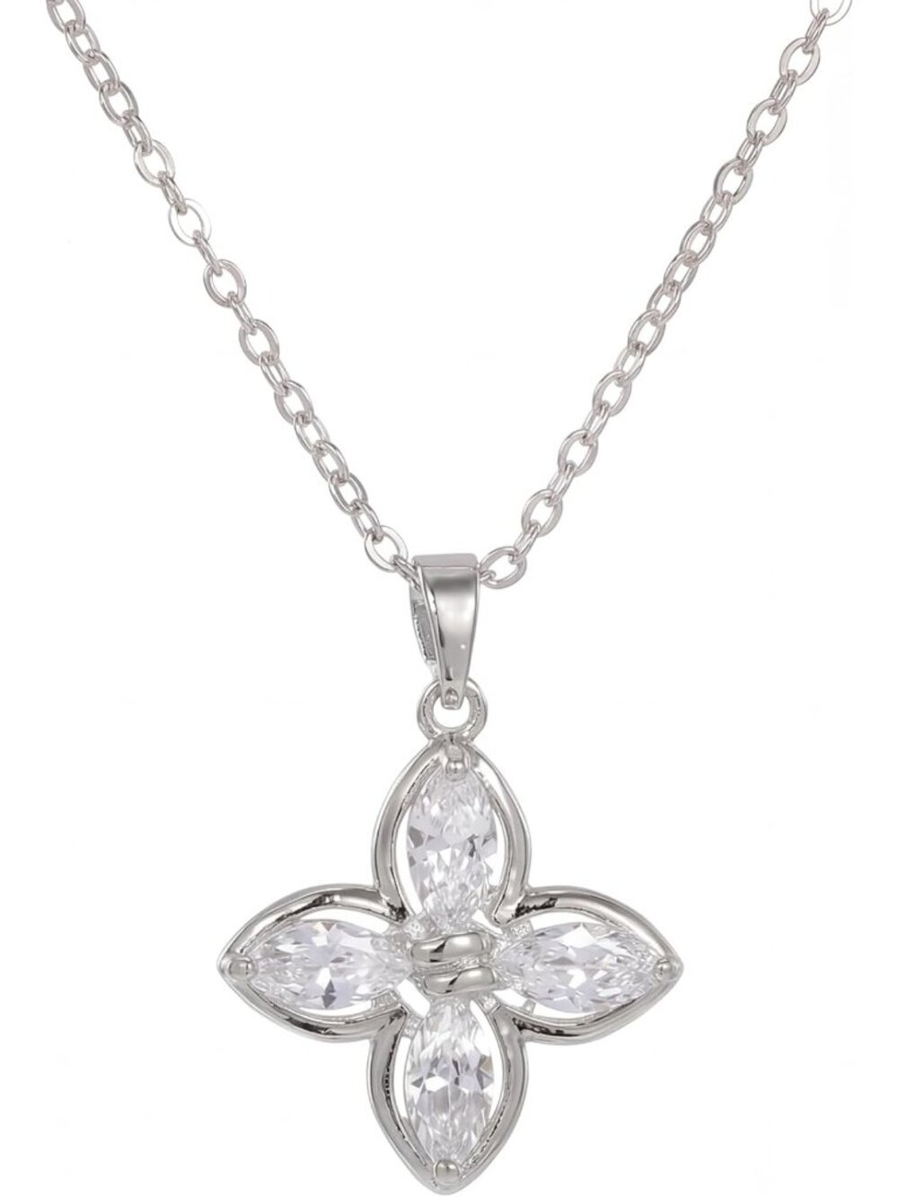 Sparkling Flower Pendant Necklace - 18K Gold Plated Sunflower Jewelry, 16+2 Inch